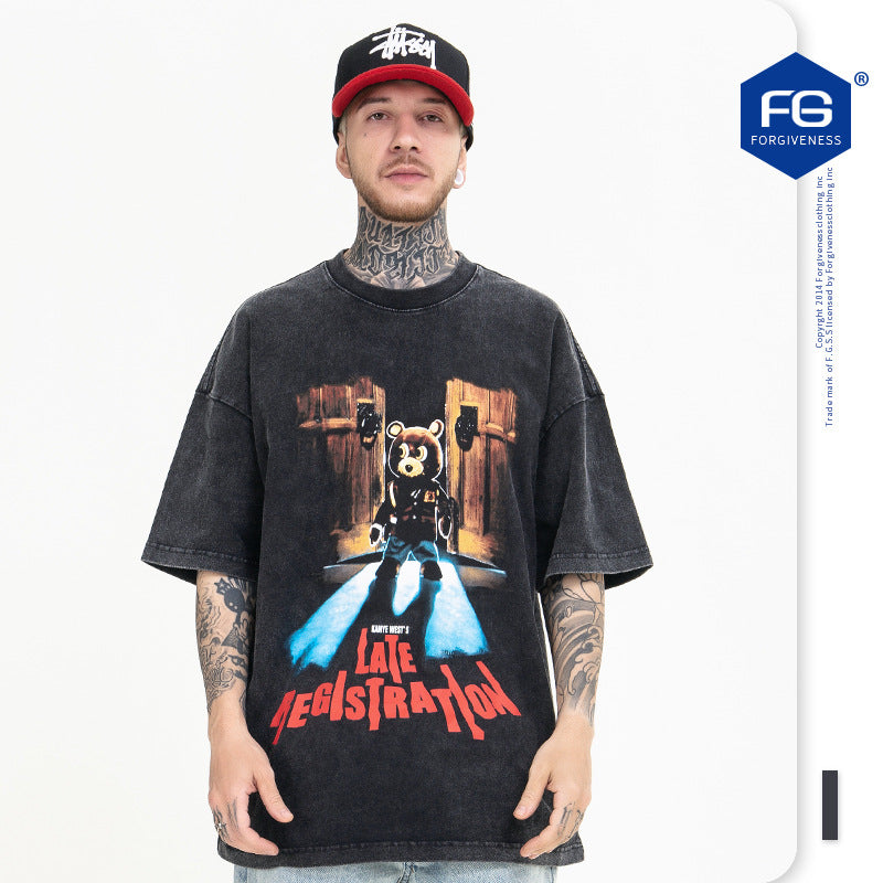 Kanye Dropout Bear Print T-Shirt eprolo