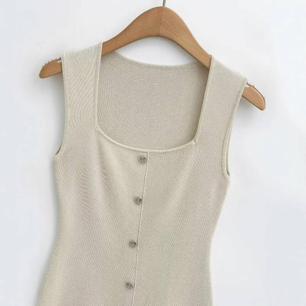 Button knit camisole vest eprolo