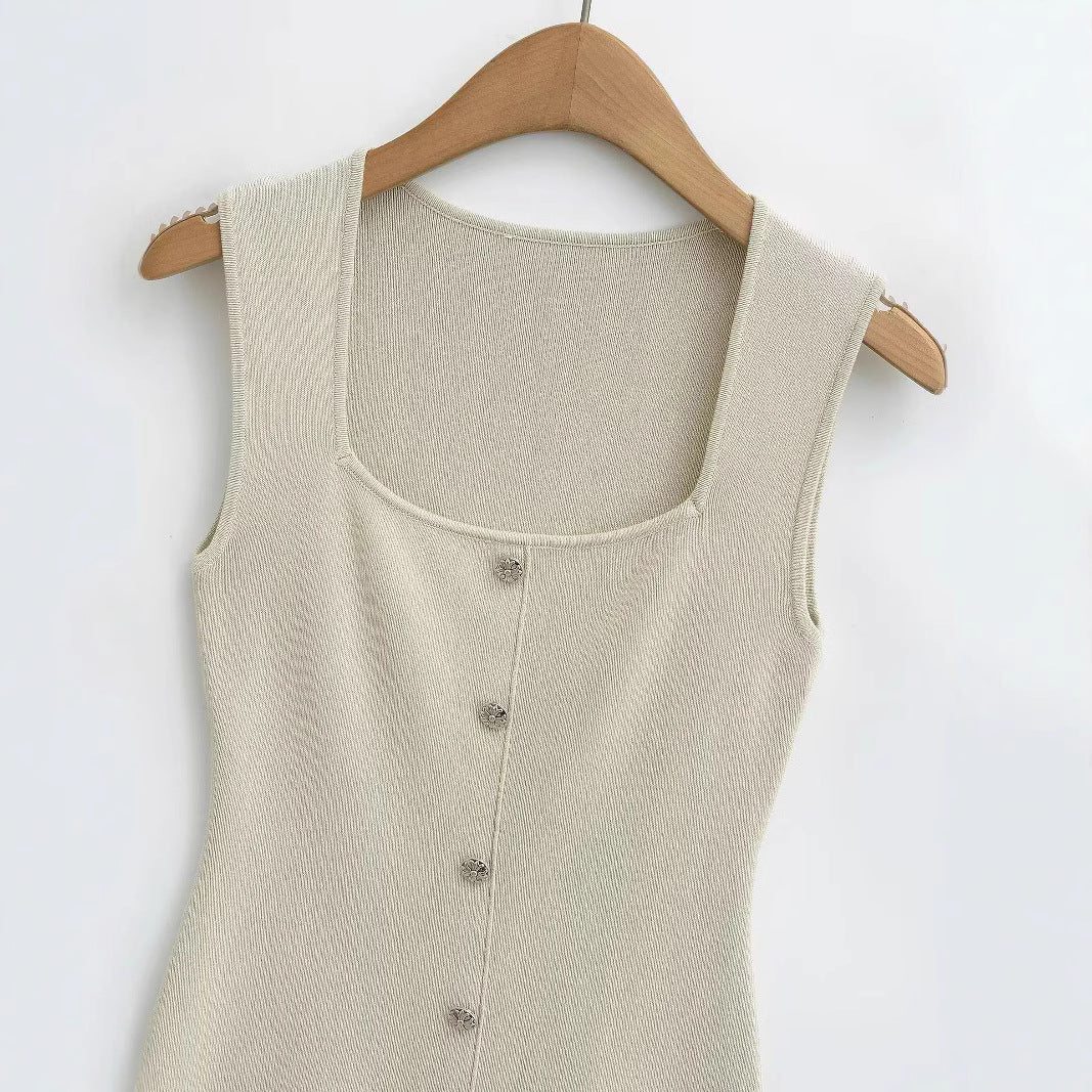 Button knit camisole vest eprolo