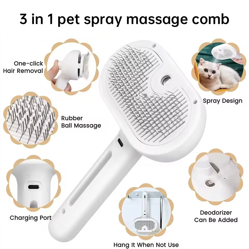 Pet Electric Grooming Comb, Steam Hair Removal