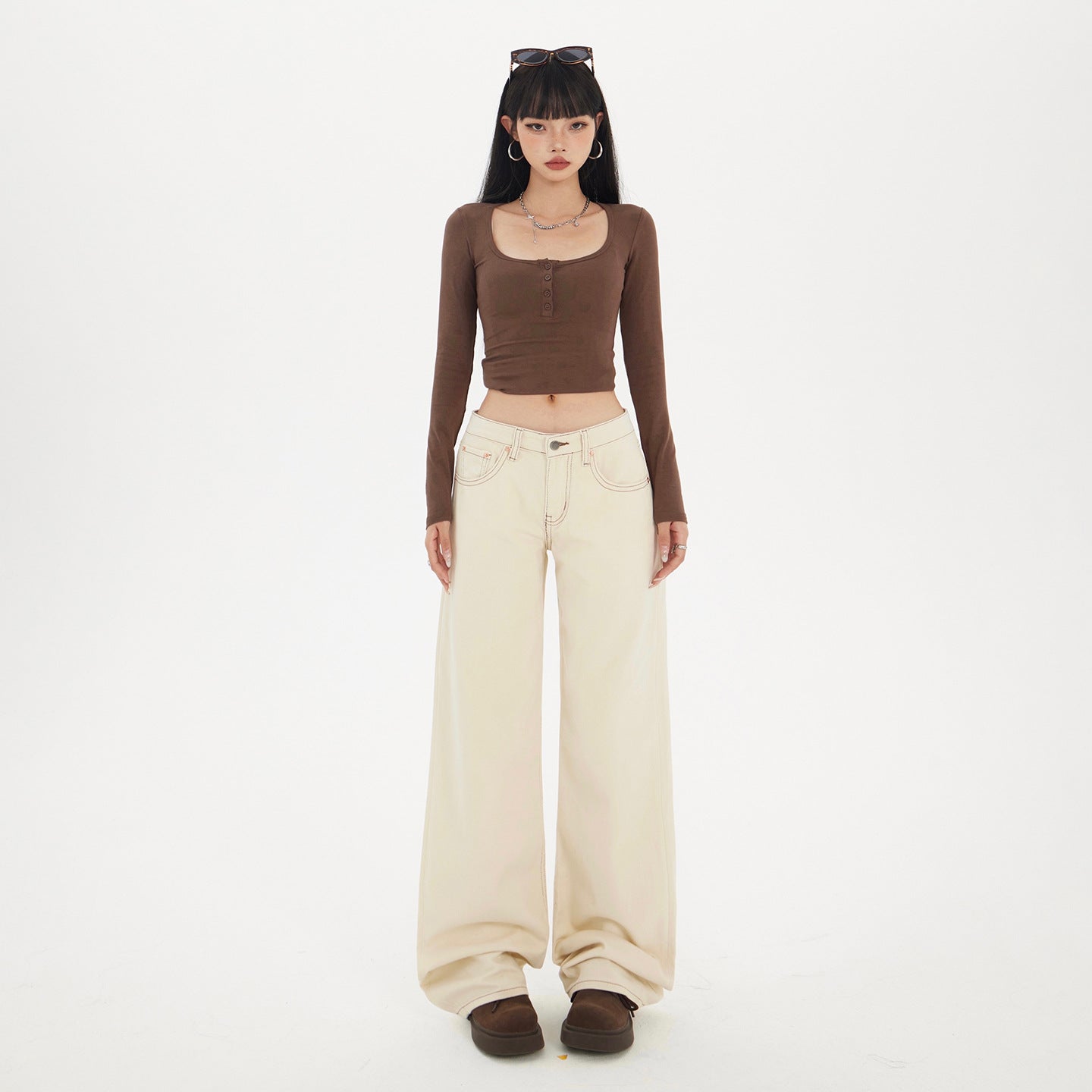 Apricot Versatile Wide-Leg Jeans eprolo