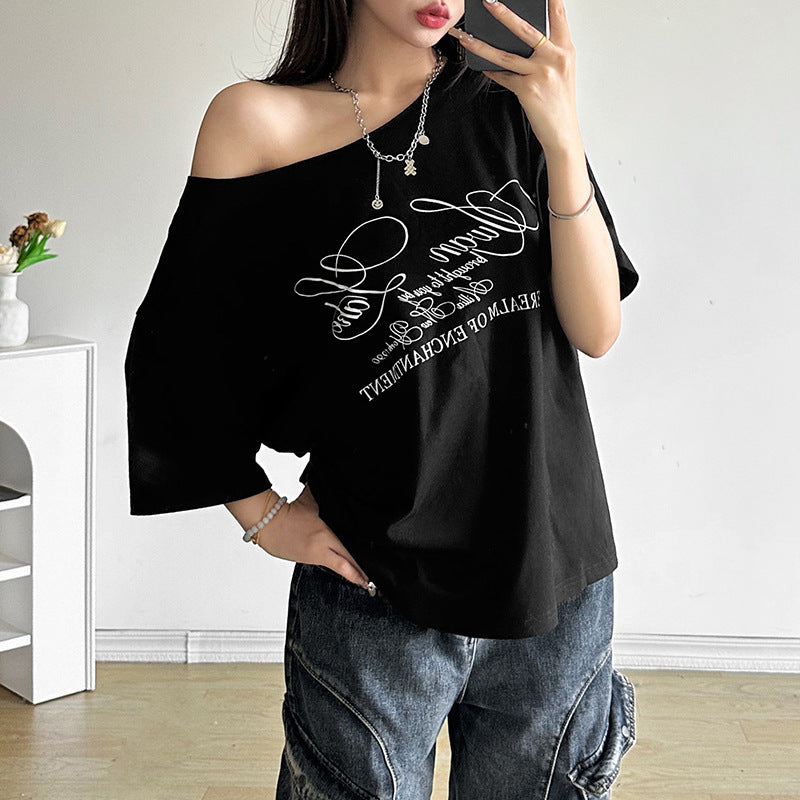 Off-Shoulder Short Sleeve Street Shirt