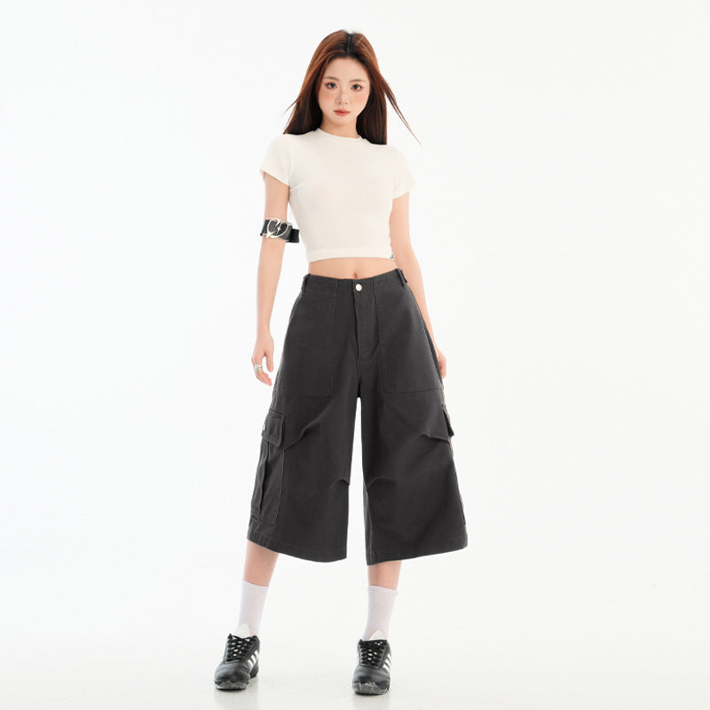 Multi-Pocket Cargo Capri Trousers eprolo