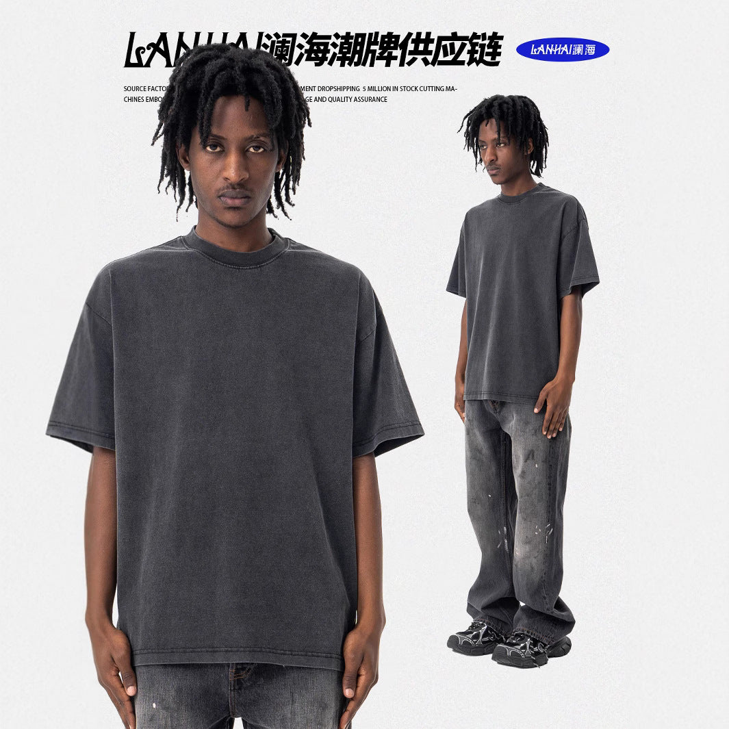 Black Vintage Crew Neck T-Shirt eprolo