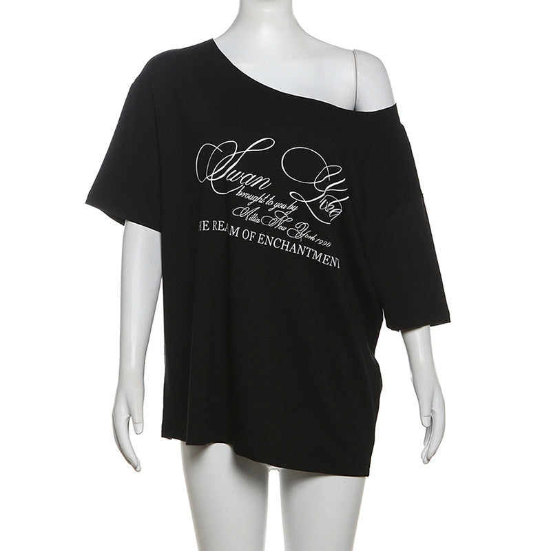 Off-Shoulder Short Sleeve Street Shirt