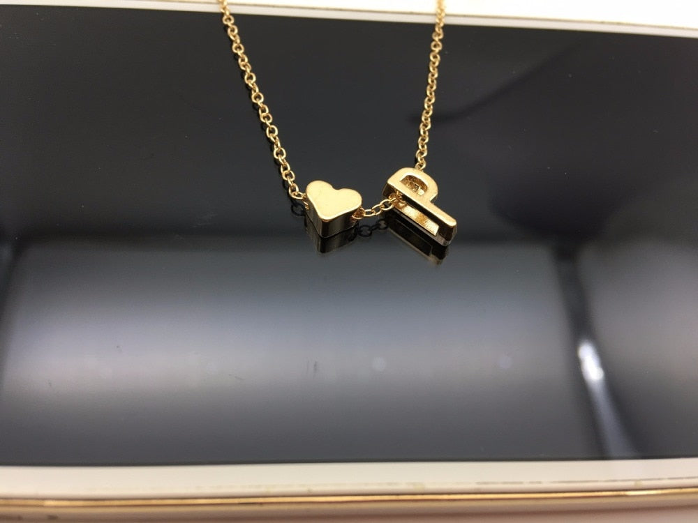 Dainty Heart+Initial Necklace eprolo