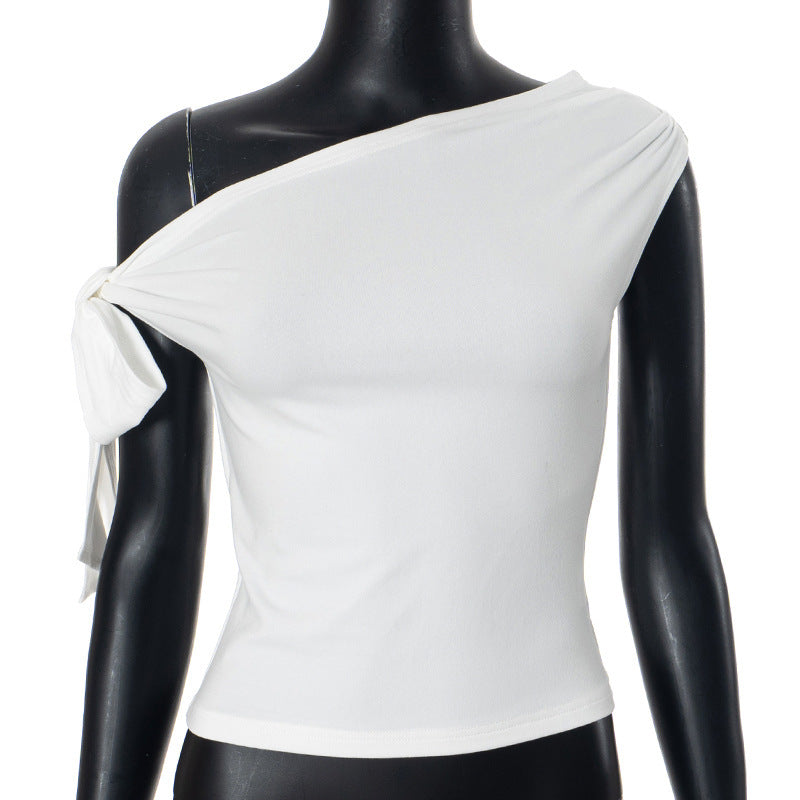 One-Shoulder Pleated Backless Twist