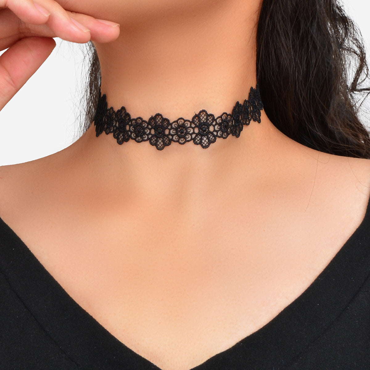 Halloween Retro Gothic Style Necklace Black Flower Lace Neck Chain Collar Choker Feelontop Jewellery
