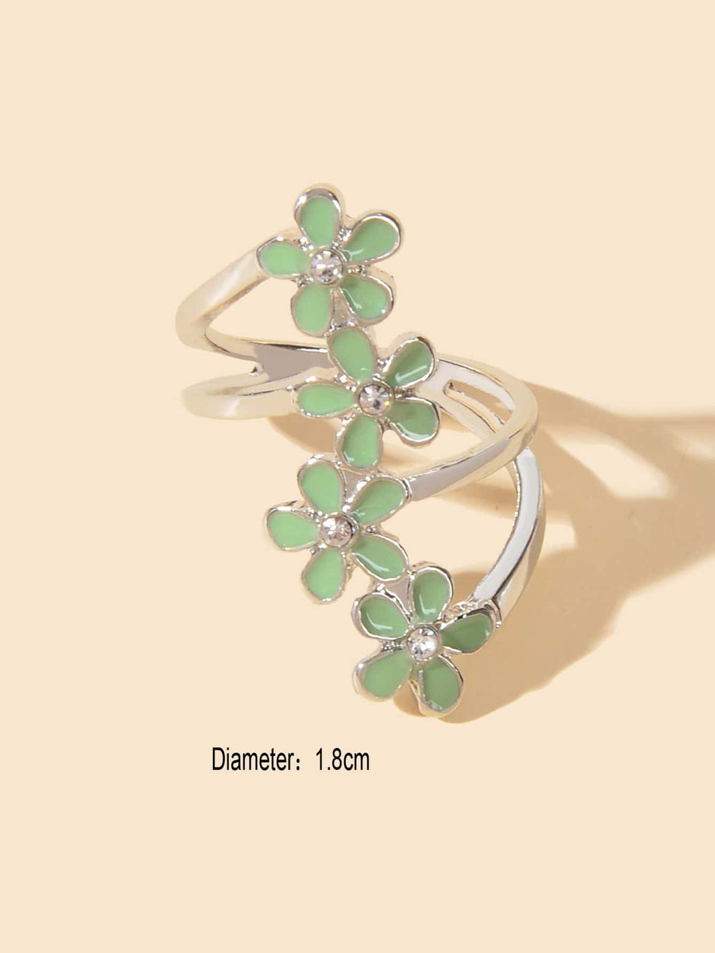 Elegant Jewelry Green Black Enamel Flower Finger Ring Wedding Band Comfort Ring Feelontop Jewellery