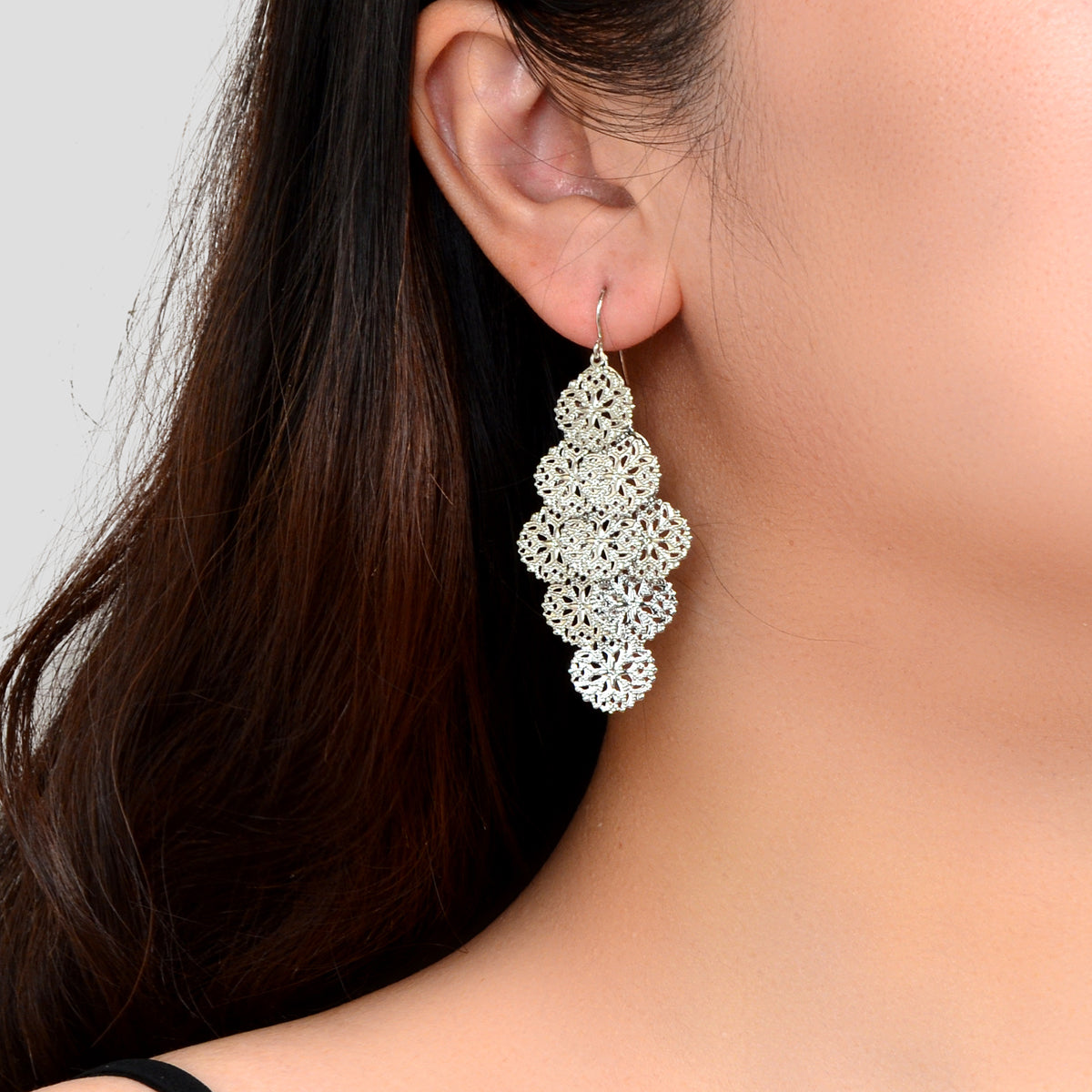 Fashion Jewellery Gold Hollow out Disc Charm Dangle Earrings Women Accessories Feelontop Jewellery
