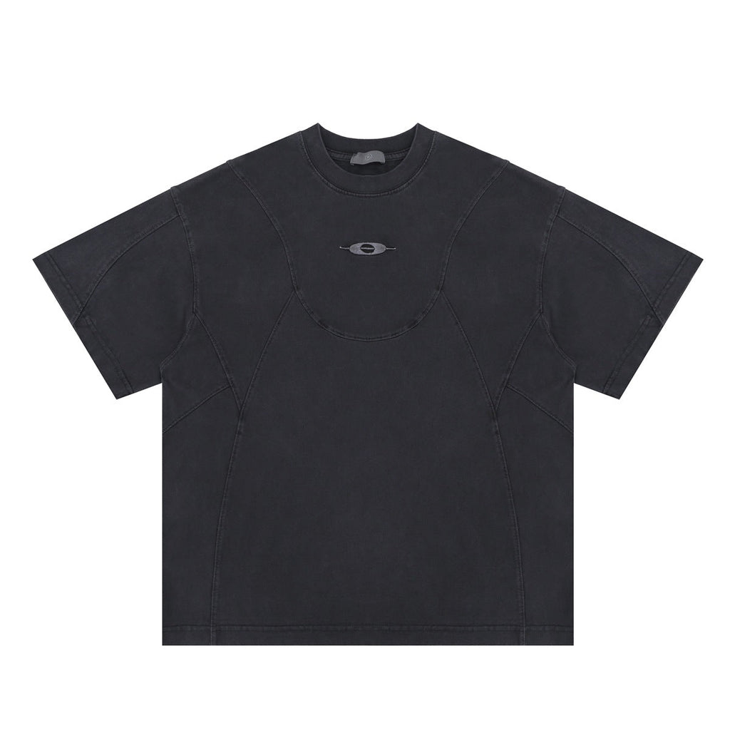 Men's Embroidered Cutting Patchwork Short Sleeve T-Shirt eprolo