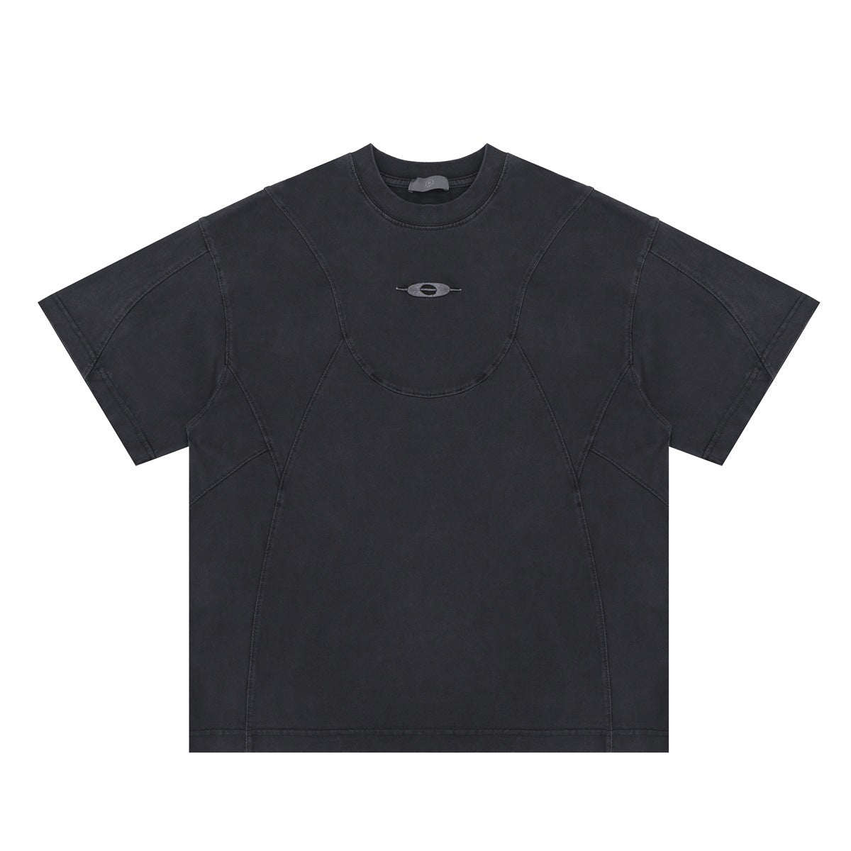 Men's Embroidered Cutting Patchwork Short Sleeve T-Shirt eprolo