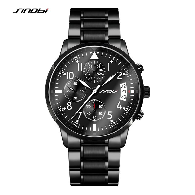 SINOBI Pilot Mens Chronograph Wrist Watch Waterproof Quartz Clock eprolo