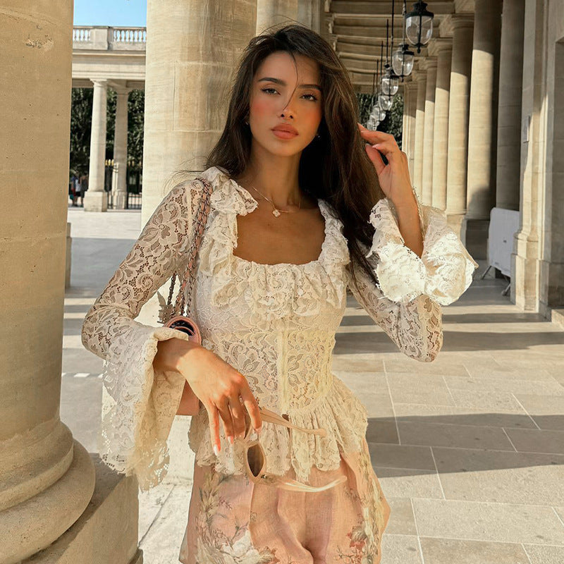 Lace Square Collar Top
