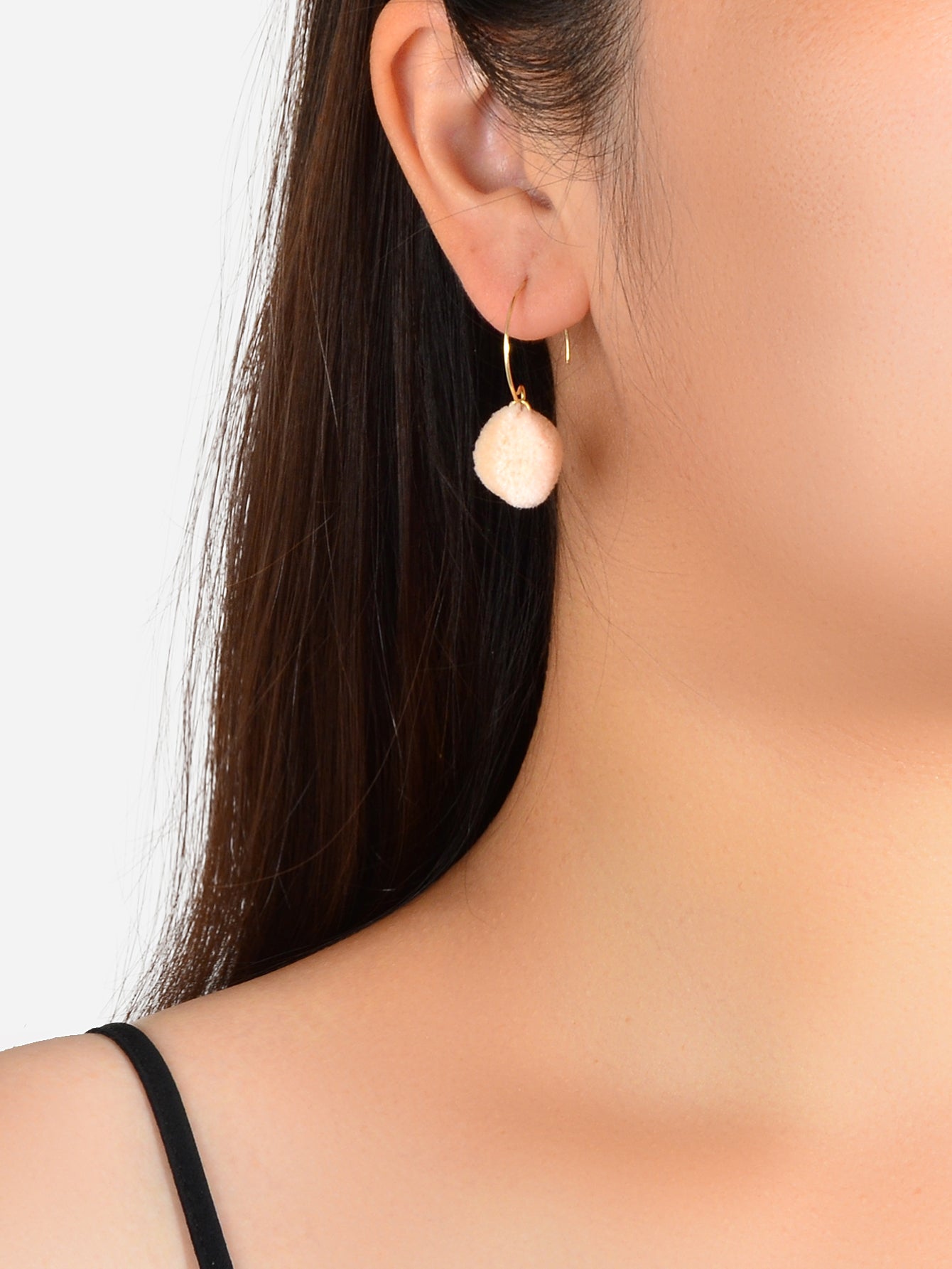 Trendy Accessories Women Dainty Gifts Khaki Green Ball Dangle Gold Hoop Earrings Feelontop Jewellery