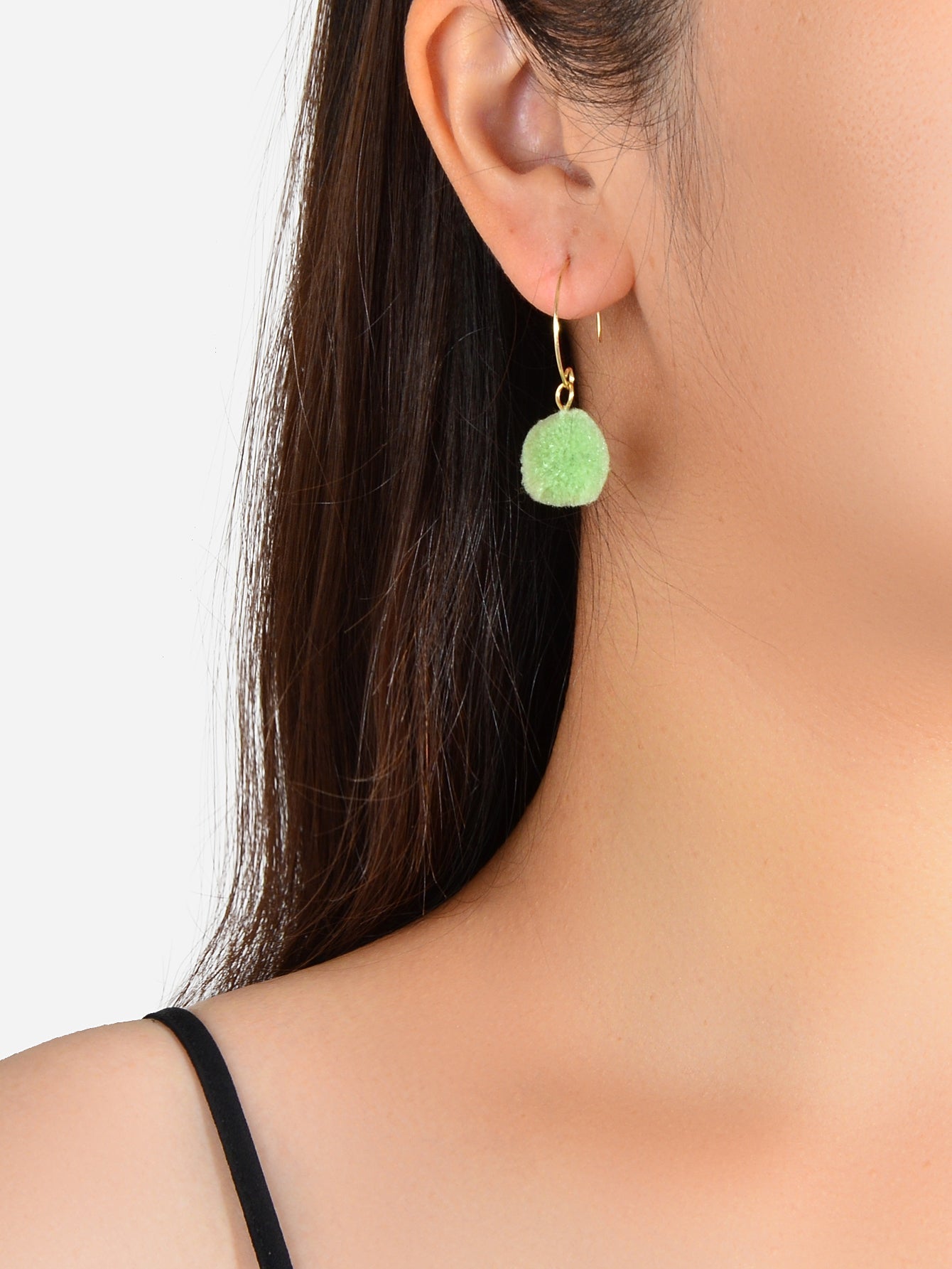Trendy Accessories Women Dainty Gifts Khaki Green Ball Dangle Gold Hoop Earrings Feelontop Jewellery