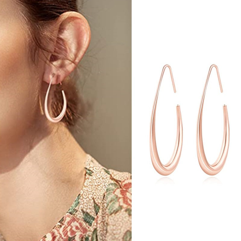 Oval pull-through earrings