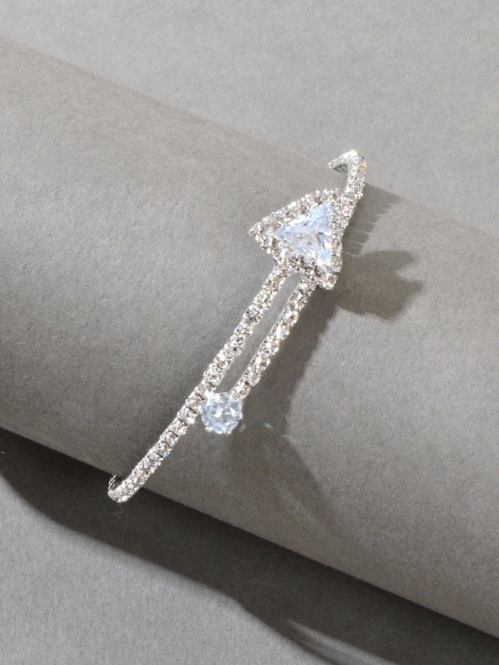 Sparkly Anniversary Gift Rhinestone Silver Arrow Bangle Wedding Bridal Bracelet Feelontop Jewellery