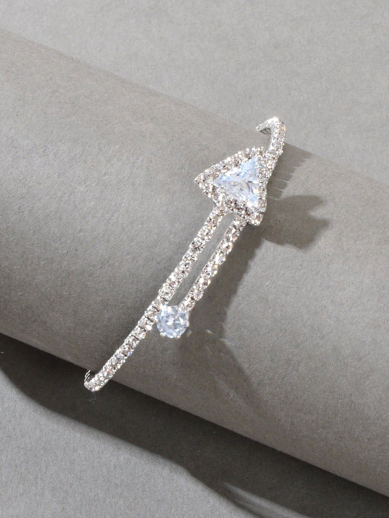 Sparkly Anniversary Gift Rhinestone Silver Arrow Bangle Wedding Bridal Bracelet Feelontop Jewellery