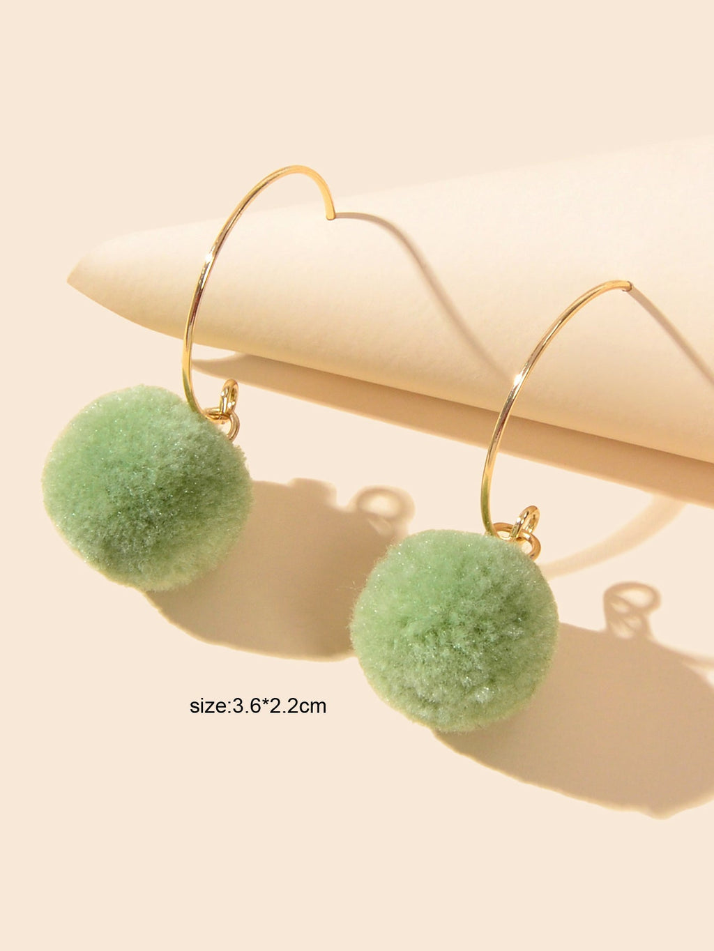 Trendy Accessories Women Dainty Gifts Khaki Green Ball Dangle Gold Hoop Earrings Feelontop Jewellery