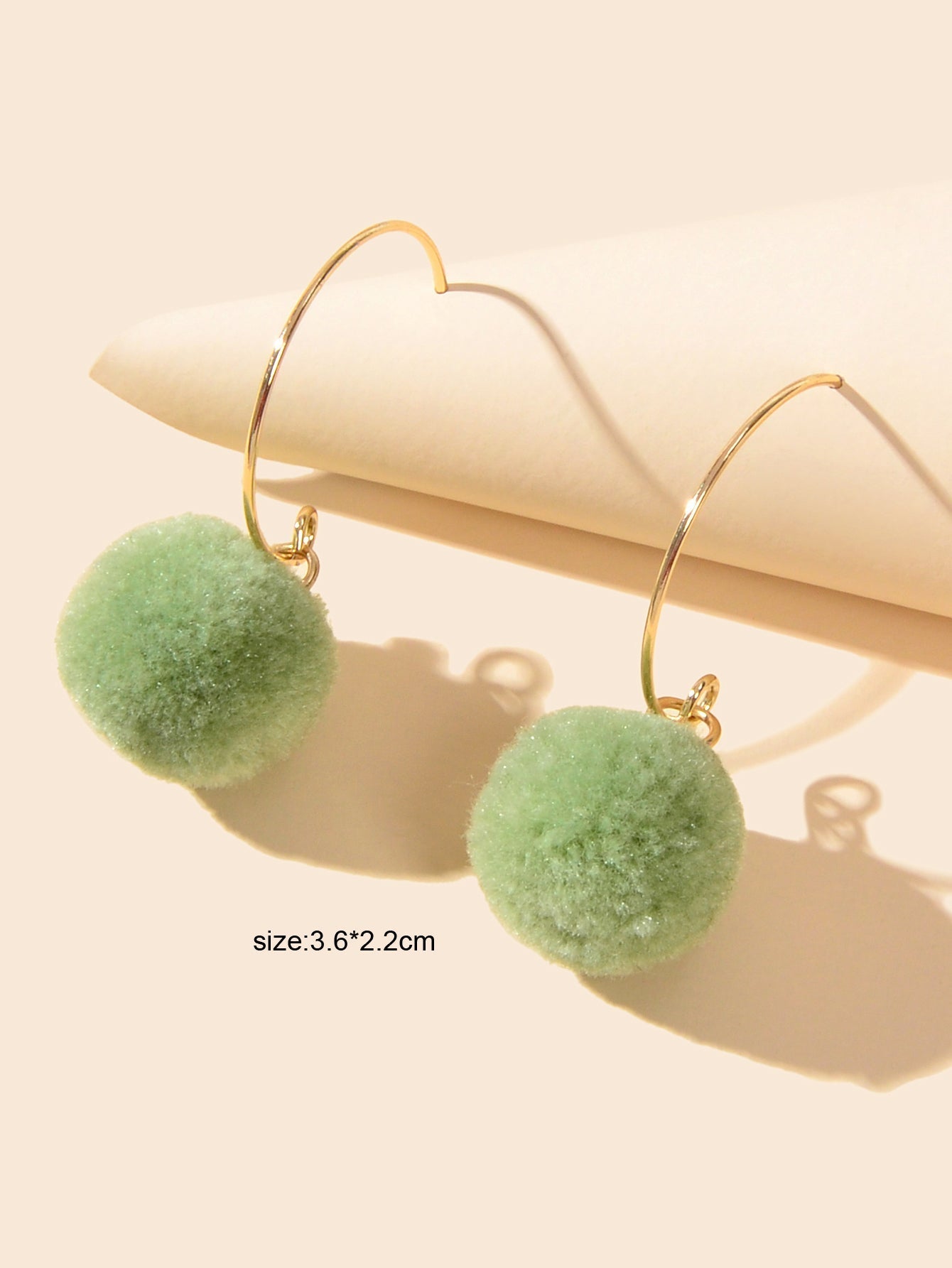 Trendy Accessories Women Dainty Gifts Khaki Green Ball Dangle Gold Hoop Earrings Feelontop Jewellery