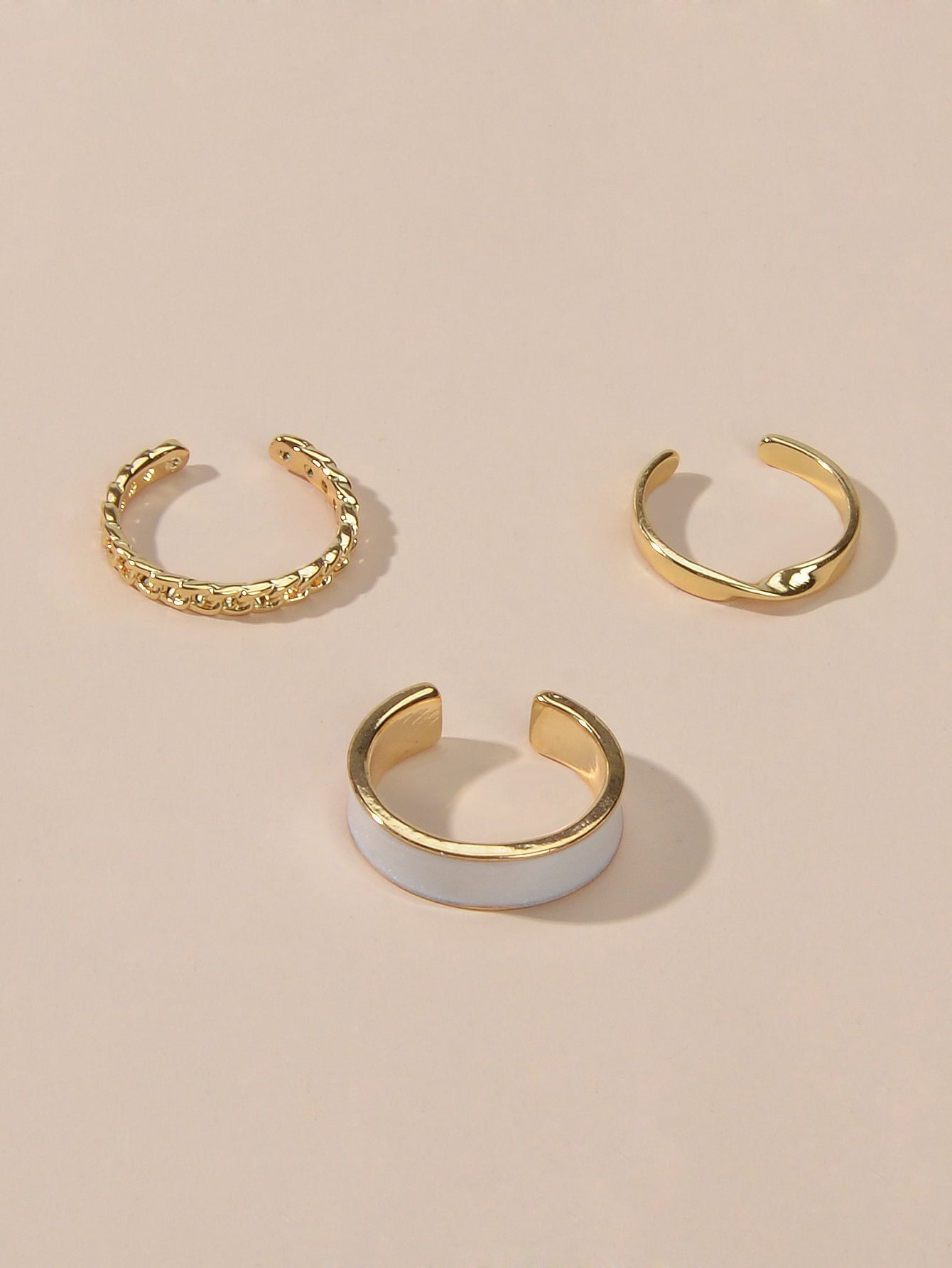 3 pcs Retro Stackable White Enamel Midi Knuckle Ring set Multiple Bulk Pack Ring Feelontop Jewellery