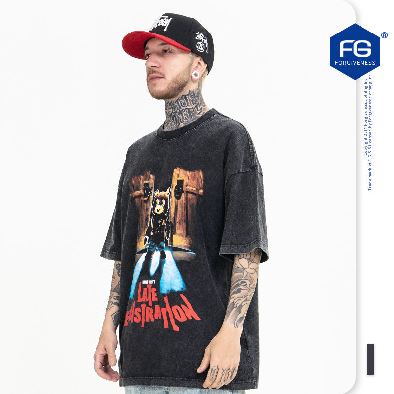 Kanye Dropout Bear Print T-Shirt eprolo