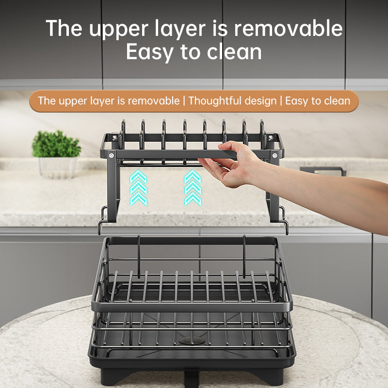 Dish Drying Rack with Adjustable Stainless Steel Organizer eprolo