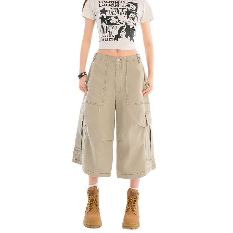 Multi-Pocket Cargo Capri Trousers eprolo
