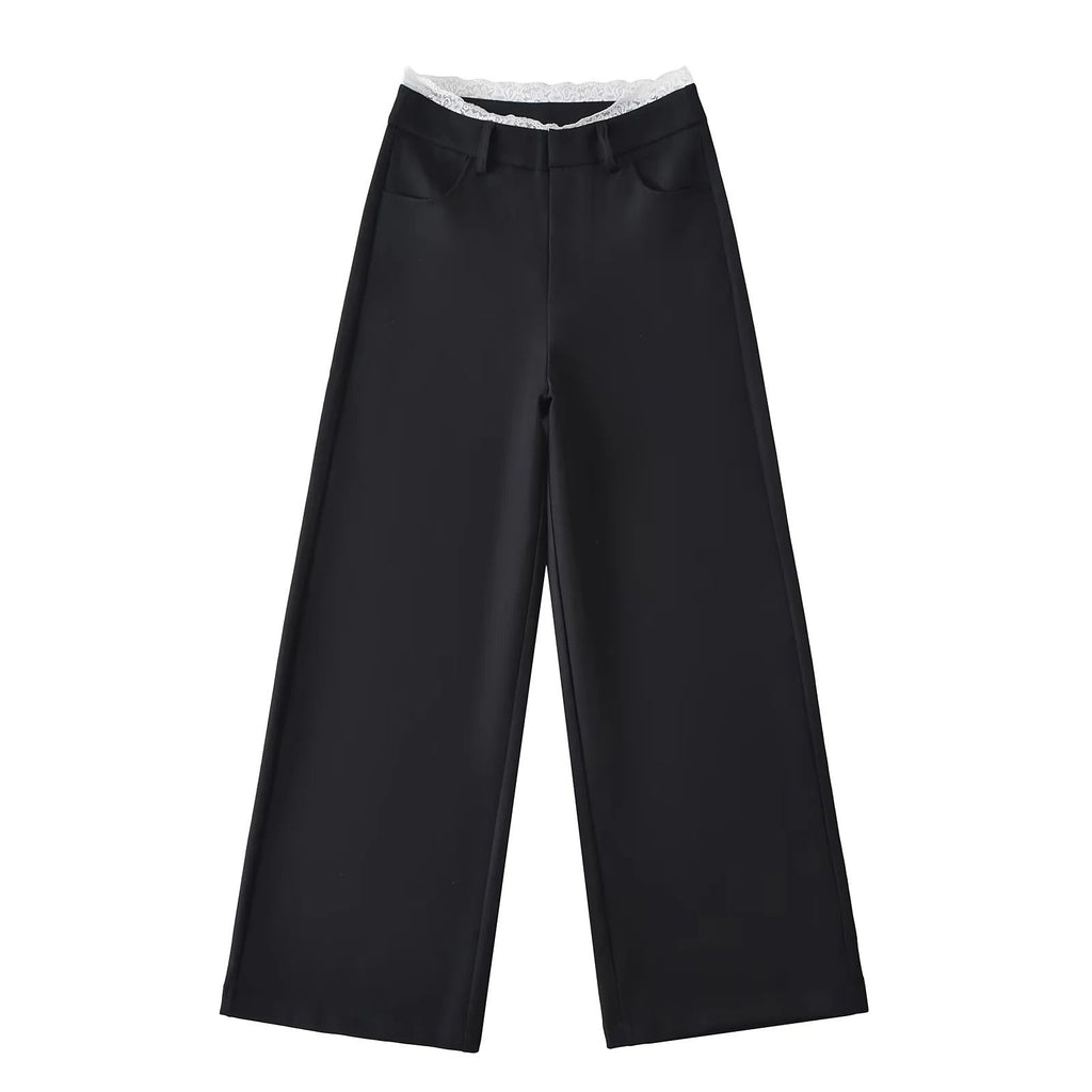 Scarf ribbon lace strapless strap+wide leg suit pants eprolo