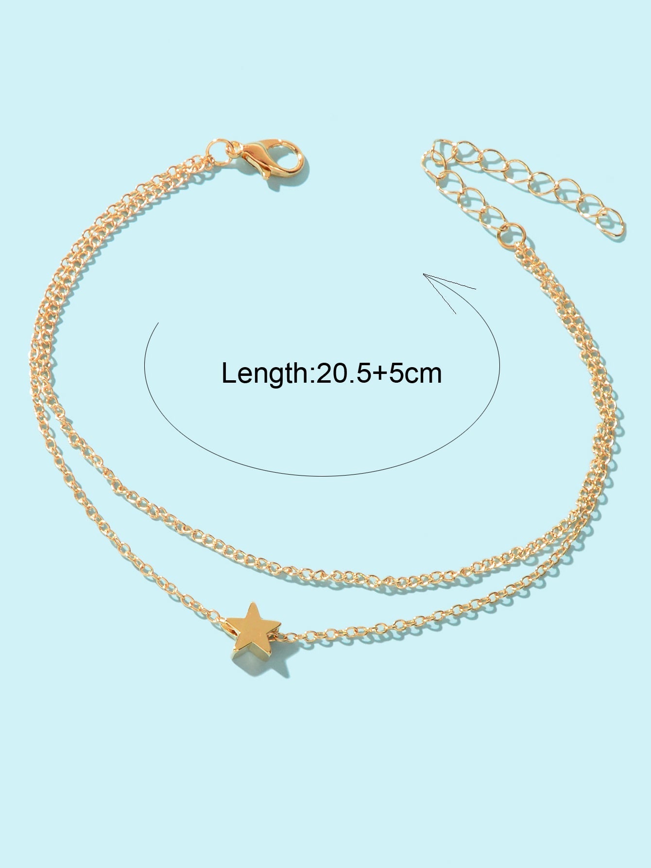 Minimalist Double layered Gold Chain Star Charm Anklet Adjustable Foot Jewellery Feelontop Jewellery