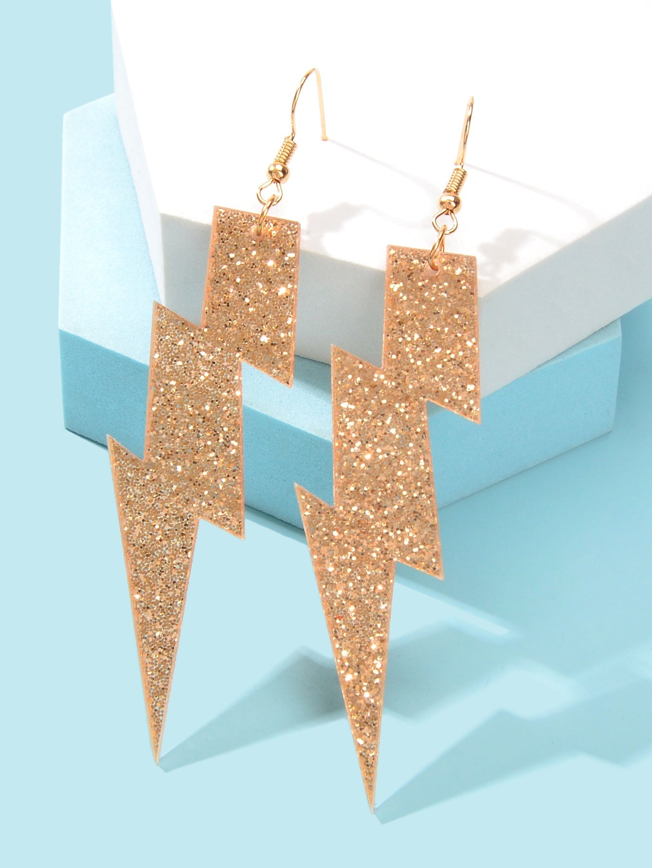 Sparkling Retro Party Acrylic Exaggerated Women Lightning Bolt Dangle Earrings Feelontop Jewellery
