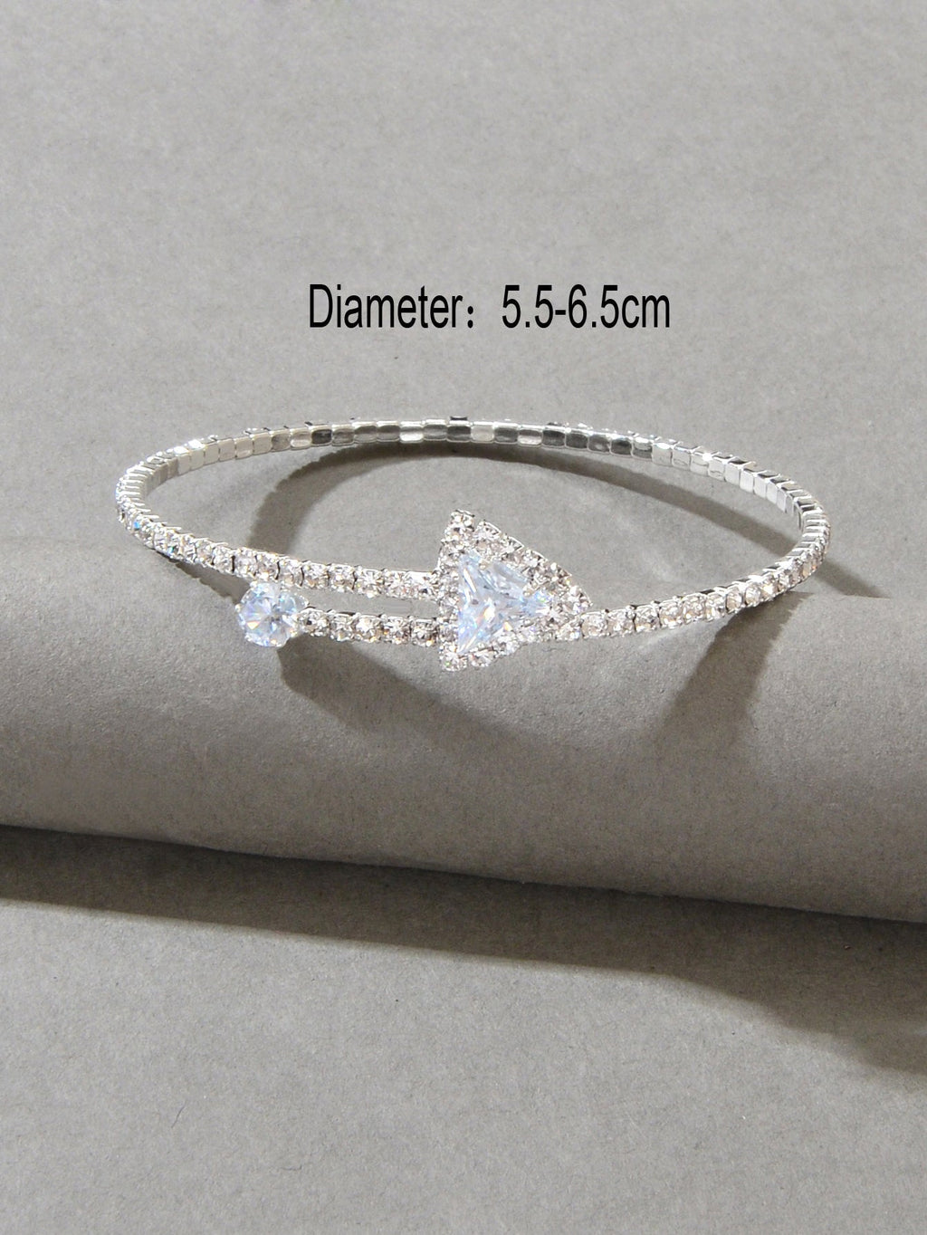 Sparkly Anniversary Gift Rhinestone Silver Arrow Bangle Wedding Bridal Bracelet Feelontop Jewellery