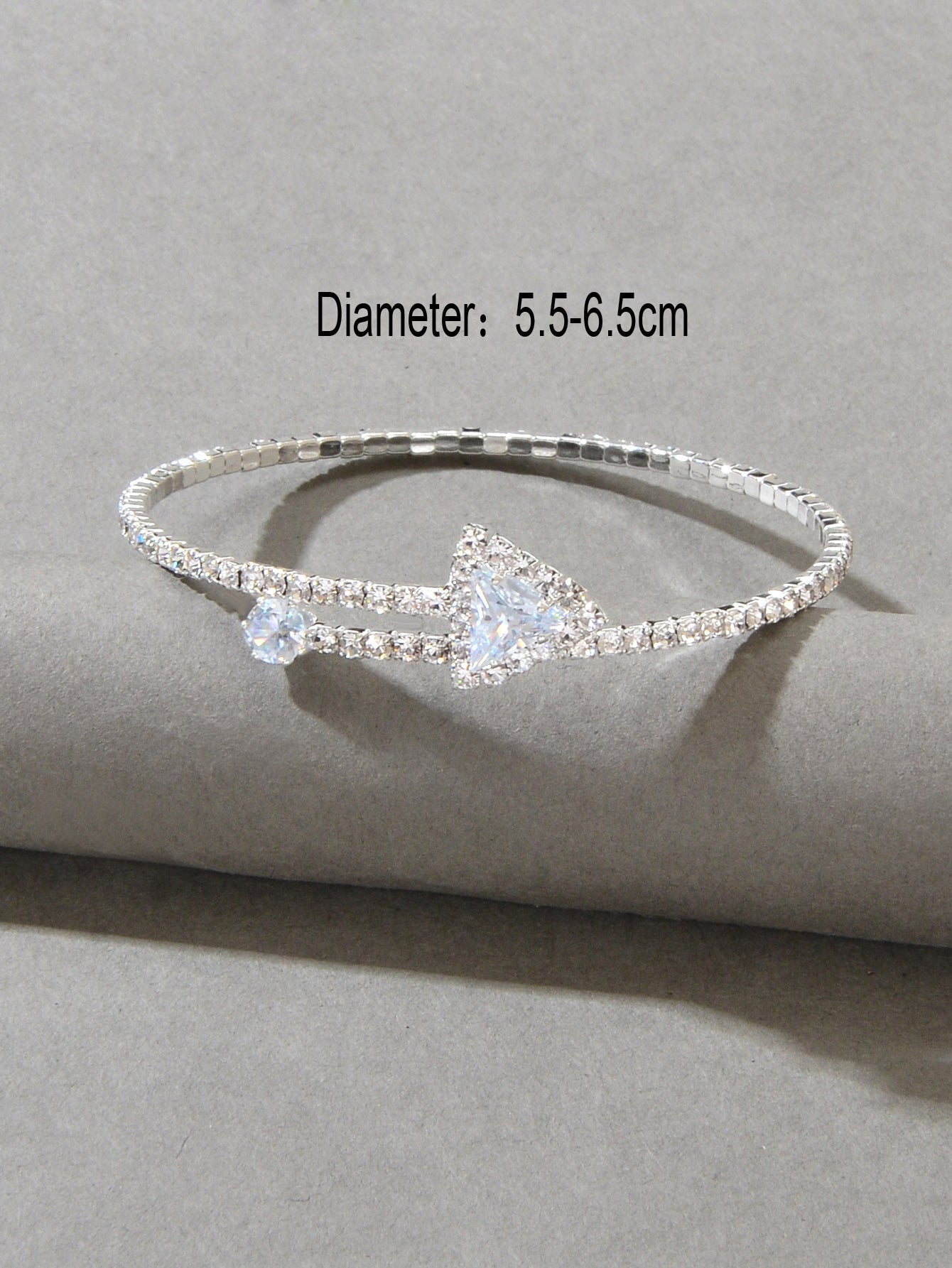 Sparkly Anniversary Gift Rhinestone Silver Arrow Bangle Wedding Bridal Bracelet Feelontop Jewellery