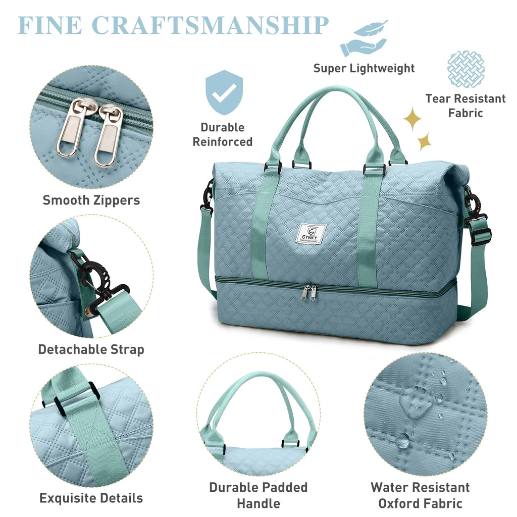 Travel Duffle Bag Weekender Bags for Women with Shoe Compartment Carry on Overnight Bag Gym Duffel Bag with Wet Pocket Hospital Bags for Labor and Delivery