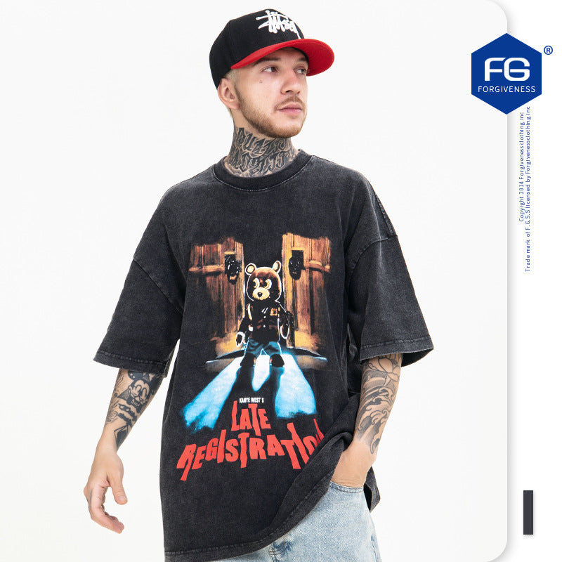 Kanye Dropout Bear Print T-Shirt eprolo