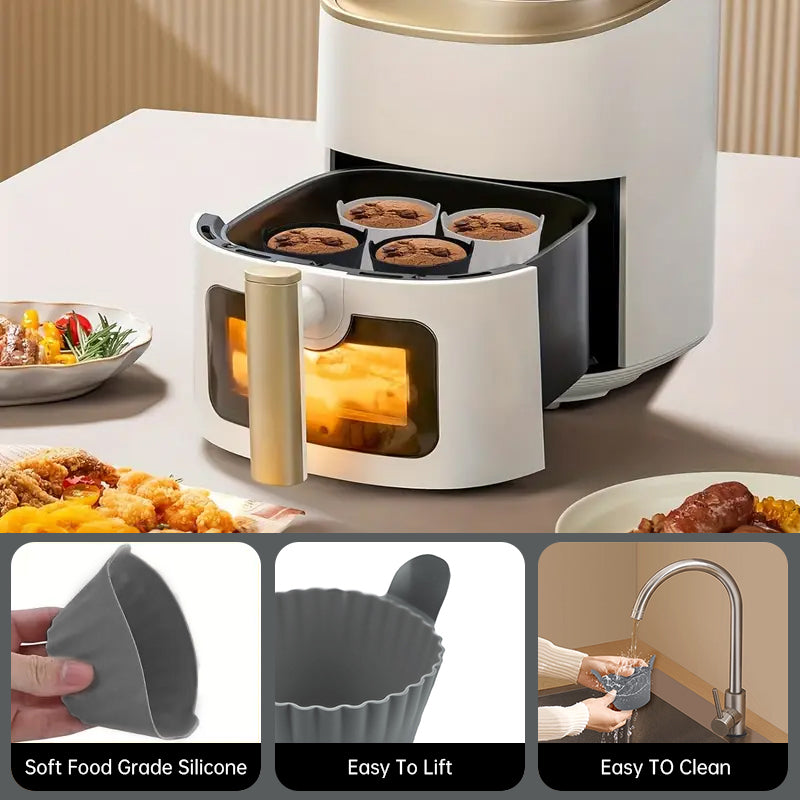 4-6 reusable silicone air fryer liners & baking cups eprolo