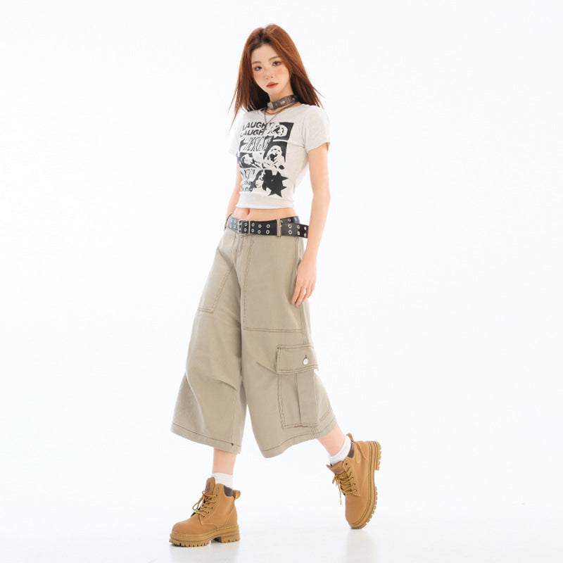 Multi-Pocket Cargo Capri Trousers eprolo