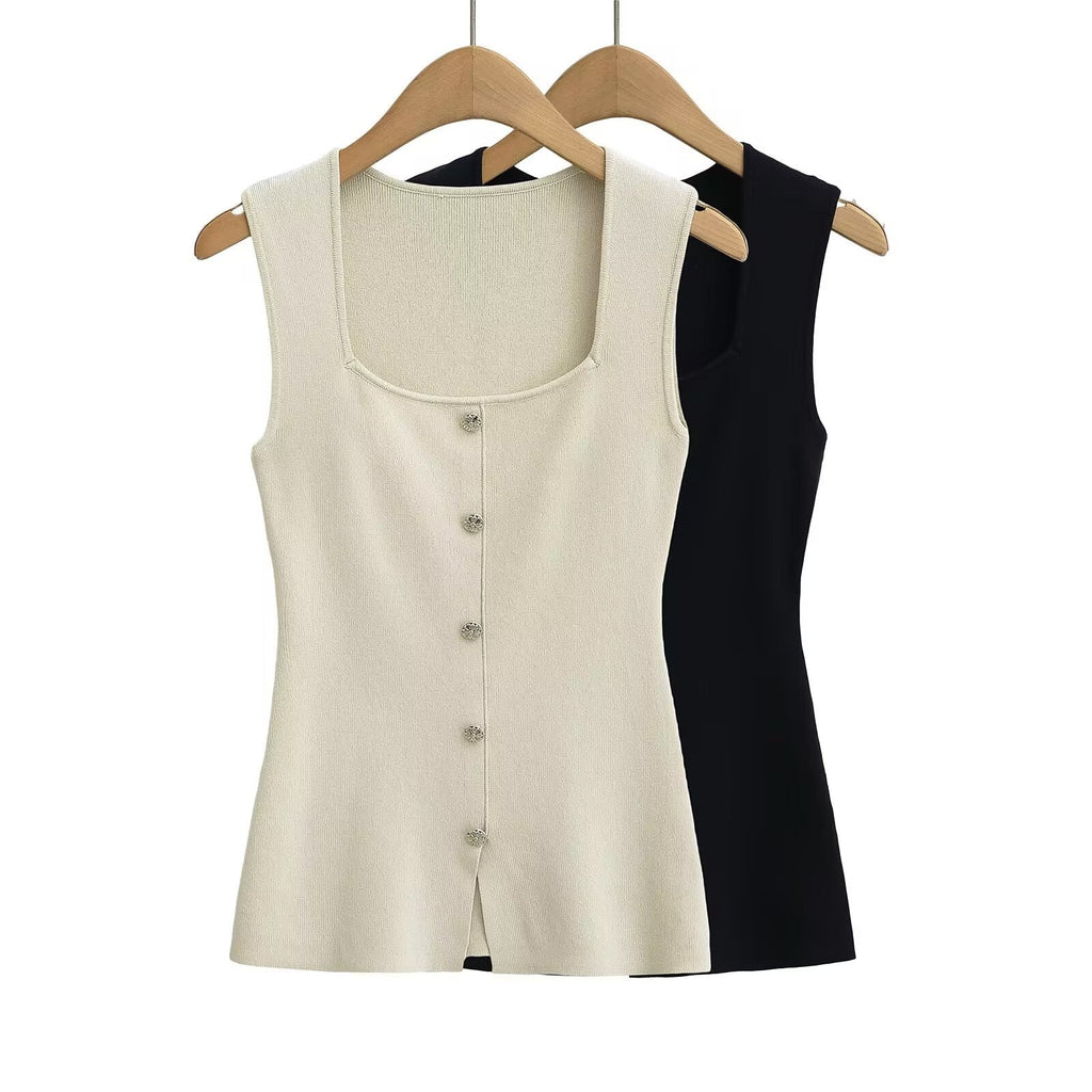 Button knit camisole vest eprolo