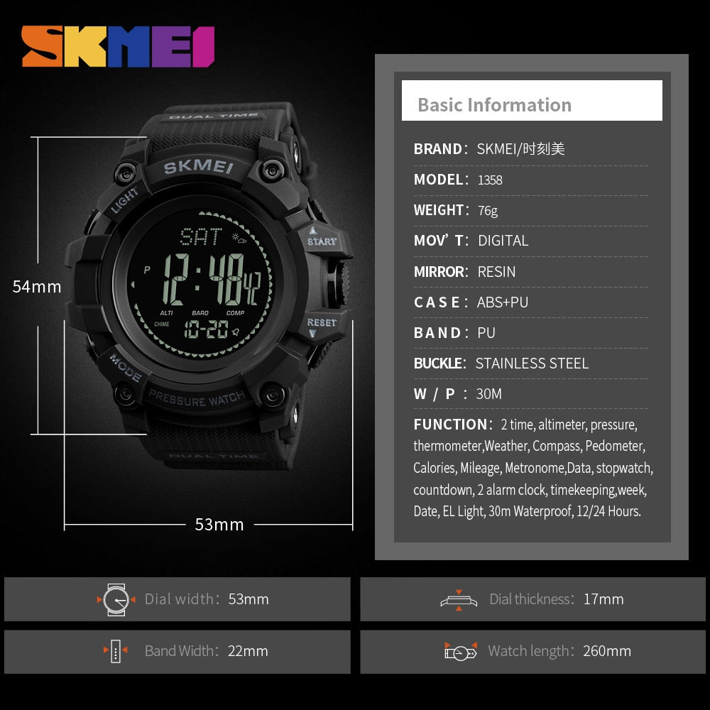 SKMEI 1358 Digital Pressure Compass Sport Watch eprolo