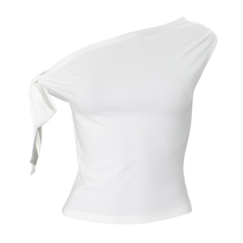 One-Shoulder Pleated Backless Twist