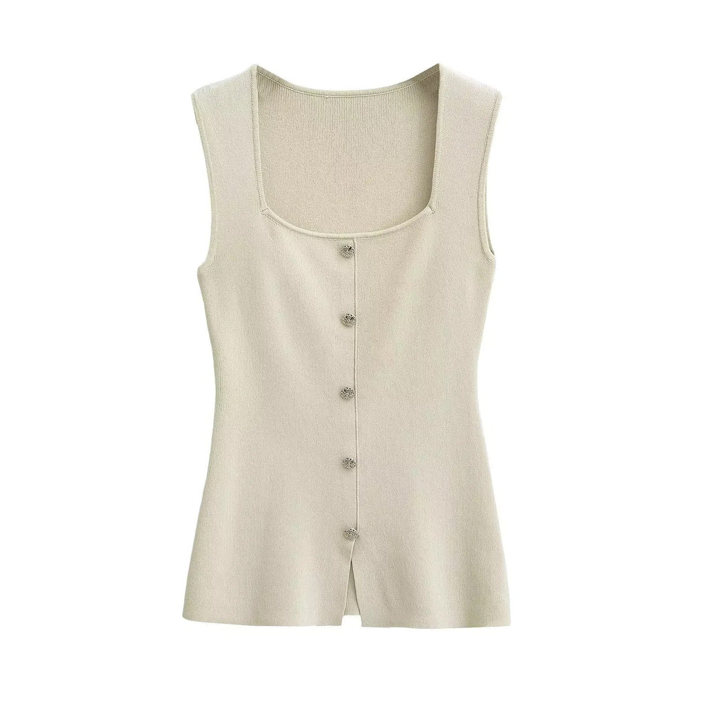 Button knit camisole vest eprolo