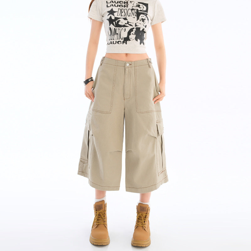 Multi-Pocket Cargo Capri Trousers eprolo