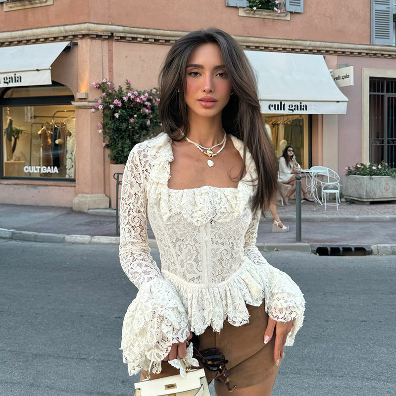 Lace Square Collar Top