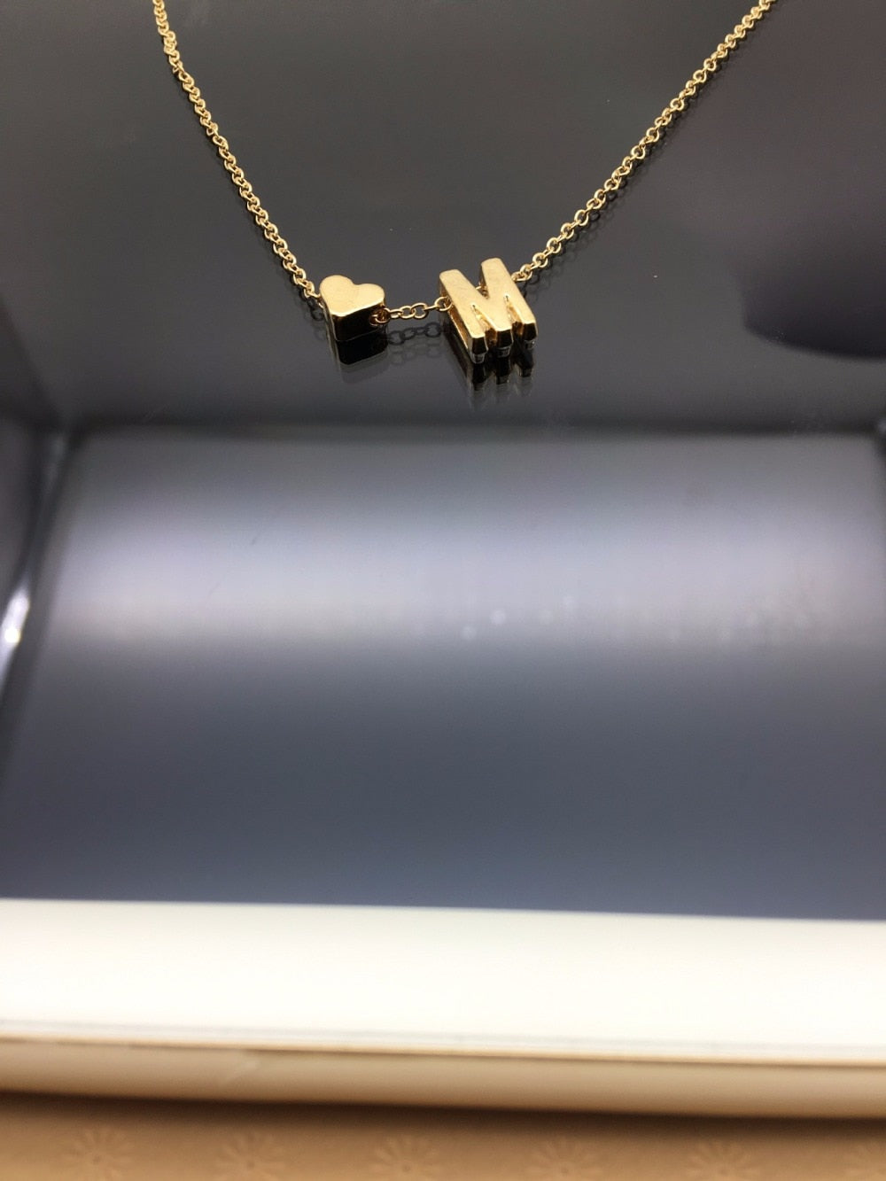 Dainty Heart+Initial Necklace eprolo