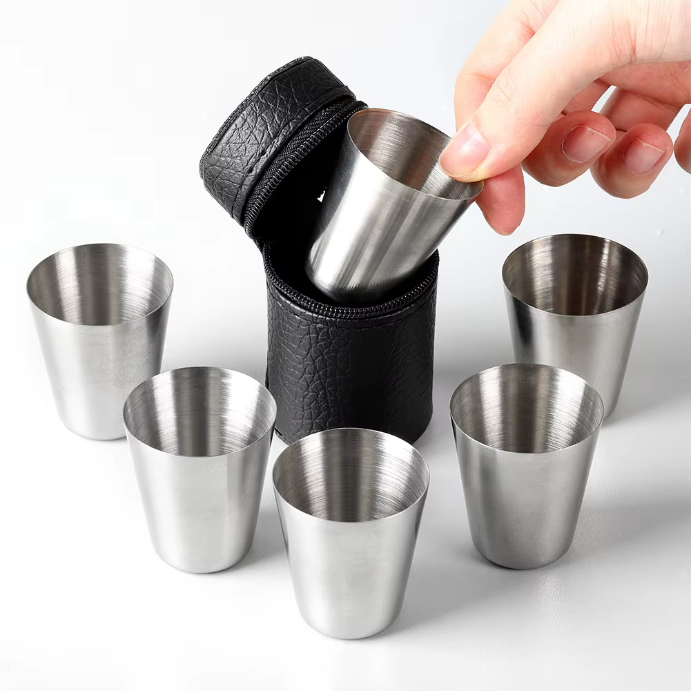 4/6Pcs Set Travel Stainless Steel Mini Shot Set with Case Drinkware 30/70Ml MAEssence
