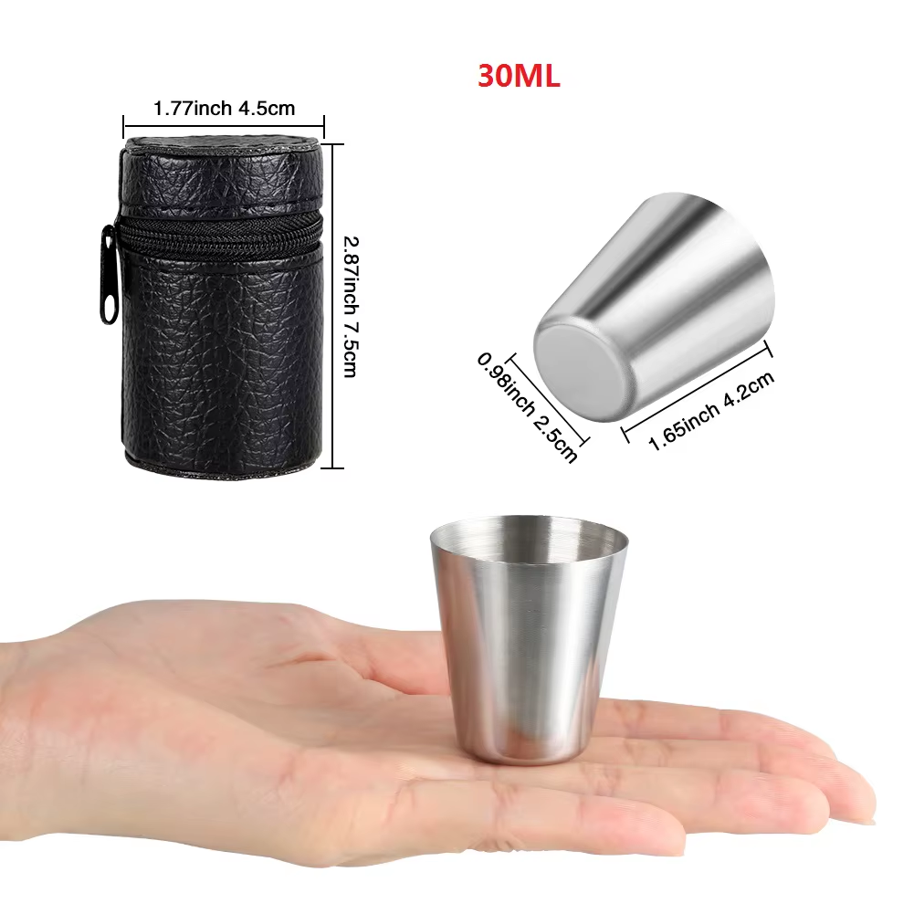 4/6Pcs Set Travel Stainless Steel Mini Shot Set with Case Drinkware 30/70Ml MAEssence