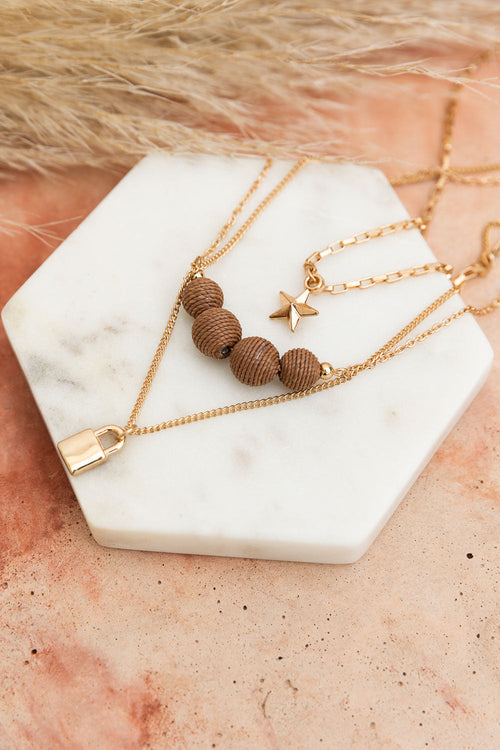 Rustic Radiance Layered Charmed Necklace MAEssence