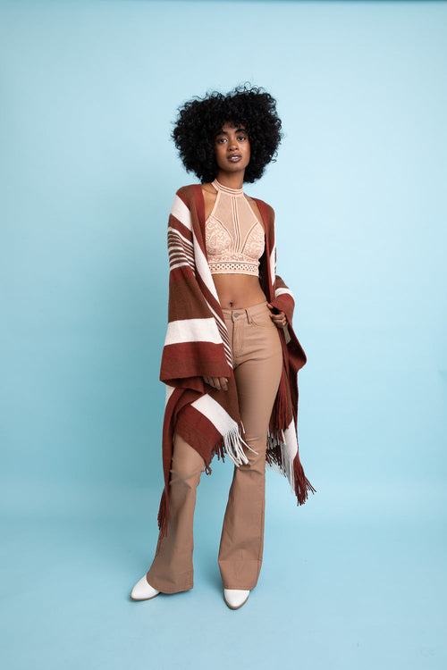 Boho Chic Frayed Edge Ruana My Store