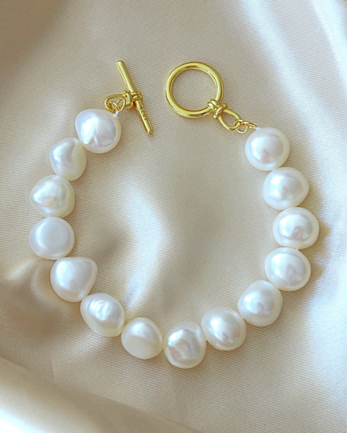 Baroque Genuine Freshwater Pearls & 925 Sterling Silver Bracelet My Store